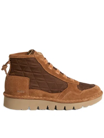 Pànchic Mid-top Quilted Nylon Sneakers With Suede Overlays In Burgundy