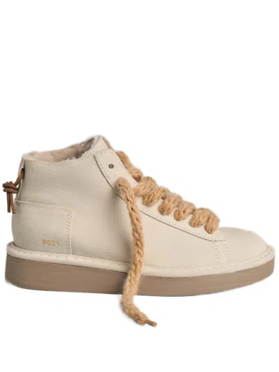 Pànchic Mid-top Sneakers With Plush Lining And Chunky Laces In Neutral