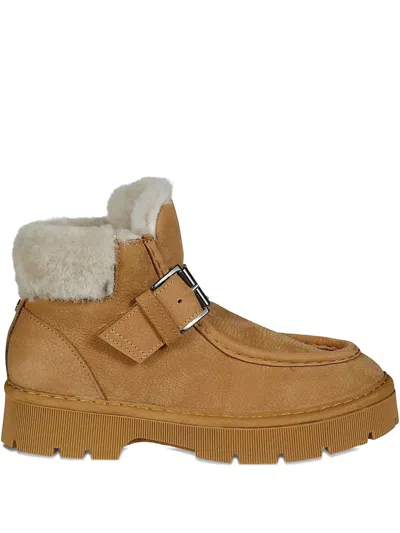 Pànchic Shearling Ankle Boots In Brown