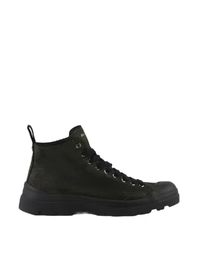 Pànchic Sneakers With Military Green Brushed Suede In Black