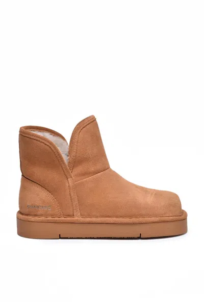Pànchic Suede Ankle Boot With Plush - Beige In Brown
