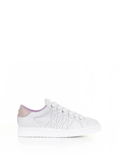 Pànchic White Leather Sneaker And Pink Heel In White-powder Pink