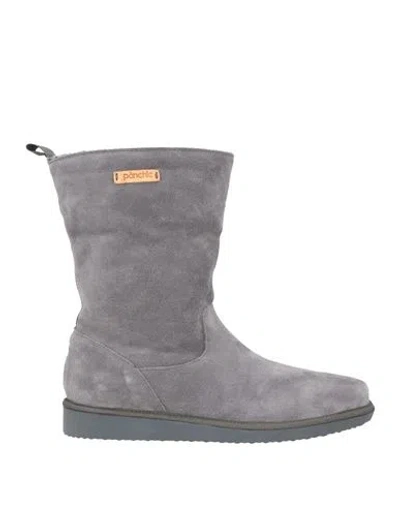 Pànchic Panchic Woman Ankle Boots Grey Size 7 Leather In Gray