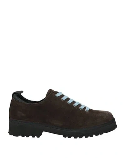 Pànchic Panchic Woman Lace-up Shoes Dark Brown Size 7 Leather