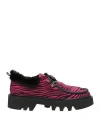 Pànchic Panchic Woman Lace-up Shoes Fuchsia Size 7 Leather In Pink