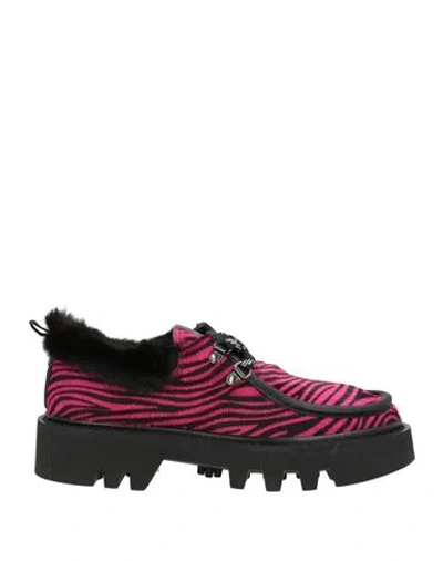 Pànchic Panchic Woman Lace-up Shoes Fuchsia Size 7 Leather In Pink