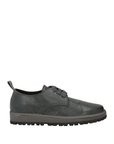 Pànchic Panchic Woman Lace-up Shoes Grey Size 8 Leather In Gray