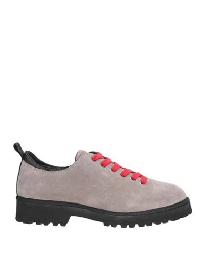Pànchic Panchic Woman Lace-up Shoes Light Grey Size 7 Leather In Gray