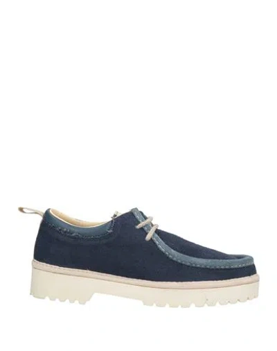 Pànchic Panchic Woman Lace-up Shoes Navy Size 7 Leather, Textile Fibers In Blue