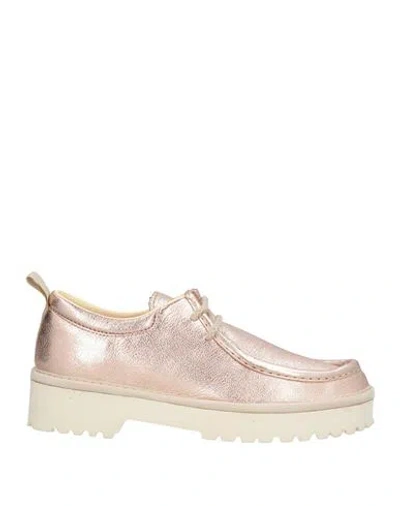 Pànchic Panchic Woman Lace-up Shoes Rose Gold Size 7 Leather