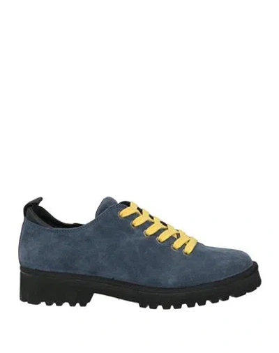 Pànchic Panchic Woman Lace-up Shoes Slate Blue Size 7 Leather