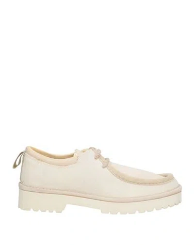 Pànchic Panchic Woman Lace-up Shoes White Size 7 Leather, Textile Fibers