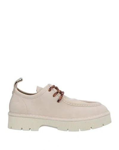 Pànchic Panchic Woman Lace-up Shoes Light Grey Size 8 Leather In Gray