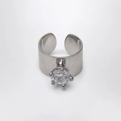 Panconesi Armour Ring Small With Diamonds In Brown
