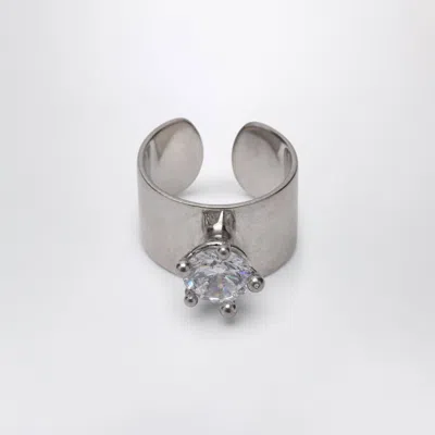 Panconesi Armour Ring Small With Diamonds In Transparent
