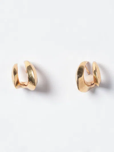 Panconesi Asymmetrical Metal Dangle Earring With Engraved Logo In Gold