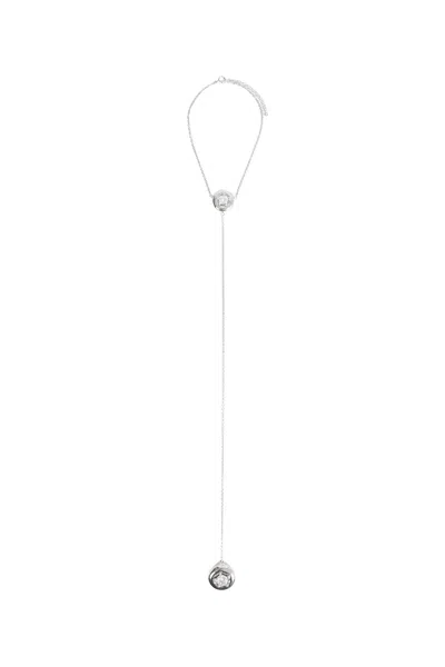 Panconesi Blow Up Crystal Tie Necklace In Silver