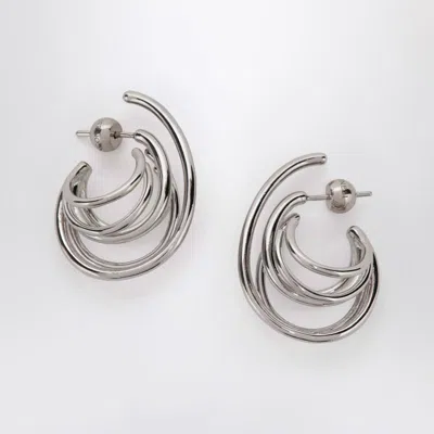Panconesi Circular Earrings In Silver Tone In Metallic