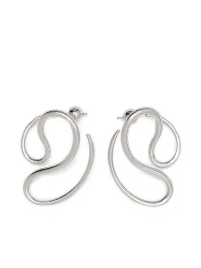 Panconesi Curved-line Earrings In Metallic