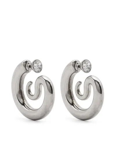 Panconesi "diamond Serpent Hoops" Earrings Accessories In Gray