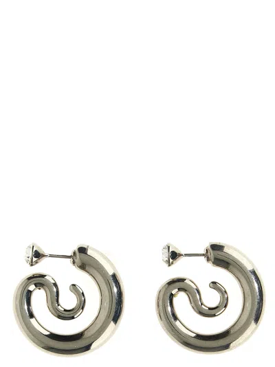 Panconesi Diamond Serpent Earrings In Silver