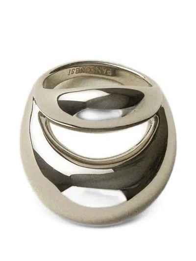Panconesi Double Blow Up Engraved-logo Ring In Silver