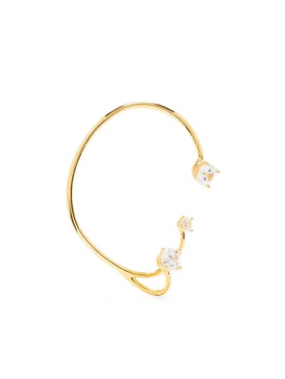 Panconesi Three Point Silver Ear Cuff With Set Rhinestones In Gold