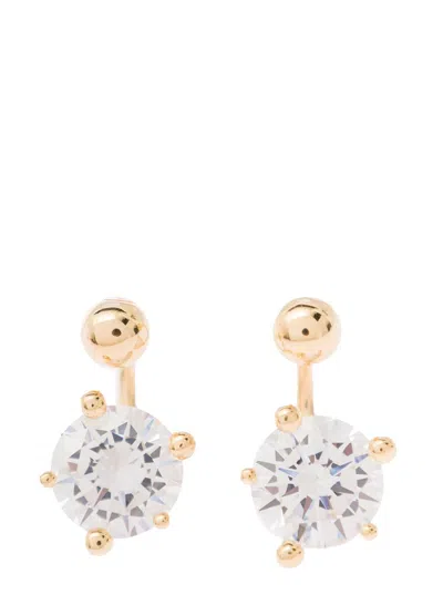 PANCONESI GOLD TONE PIERCING EARRINGS WITH ZIRCONS IN 18K GOLD PLATED BRASS WOMAN