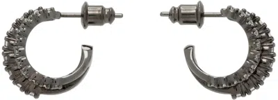 Panconesi Crystal Stellar Hoops Earrings In Gunmetal