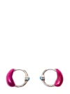 Panconesi 'lava' Silver Hoops Earrings With Fuchsia Detail In Not Applicable