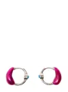 Panconesi 'lava' Silver Hoops Earrings With Fuchsia Detail In Pink