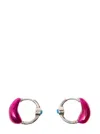 Panconesi 'lava' Silver Hoops Earrings With Fuchsia Detail In Pink