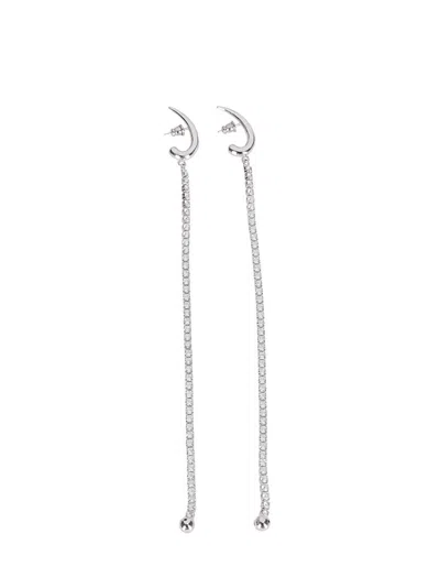 Panconesi Long Linear Drop Earrings In Silver