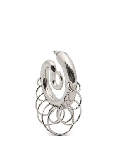 Panconesi Medium Pierced-serpent Hoop Earrings In Silver