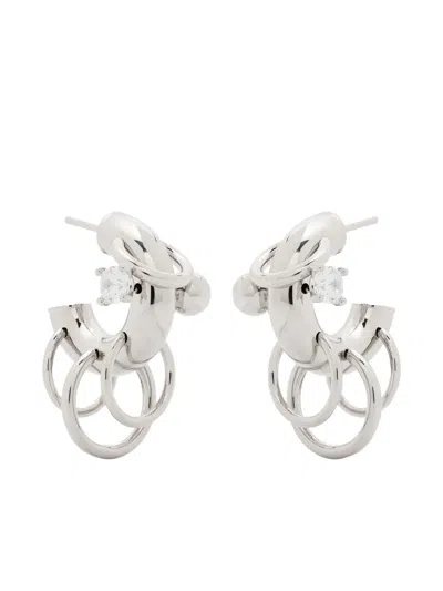 Panconesi Pierced Embellished Hoop Earrings In Grey