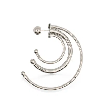 Panconesi Pierced Solar Triple-hoop Earrings In Silver