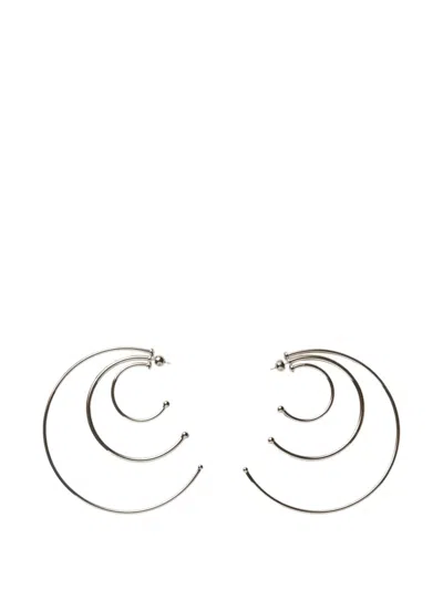 Panconesi Pierced Solar Triple-hoop-design Earrings In Gray