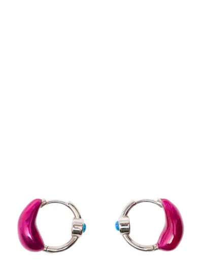 PANCONESI PINK LAVA SILVER HOOPS EARRINGS