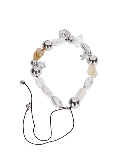 Panconesi Playful Ascolto Necklace With Natural Stones In Silver