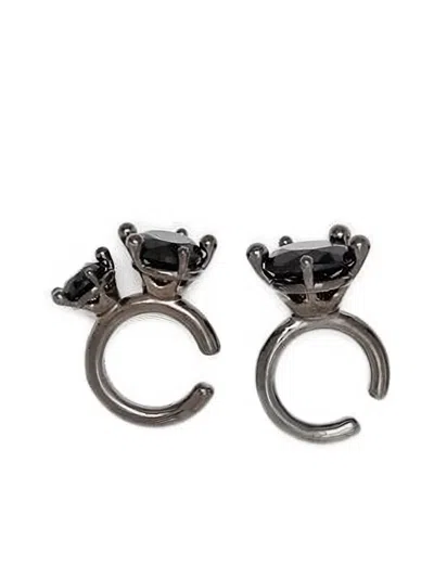 Panconesi Ring-embellished Earring Cuffs Set In Metallic