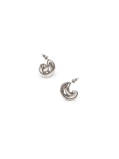 Panconesi Sculptural Crescent-shaped Silver Huggies