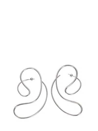 Panconesi Sculptural Large Earrings With Fluid Design In Silver