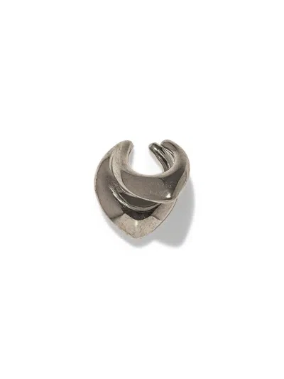 Panconesi Sculptural Silver Ear Cuff With Polished Finish In Brown