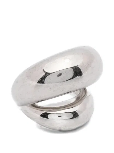 Panconesi Sculptural-design Double-band Rings In Metallic