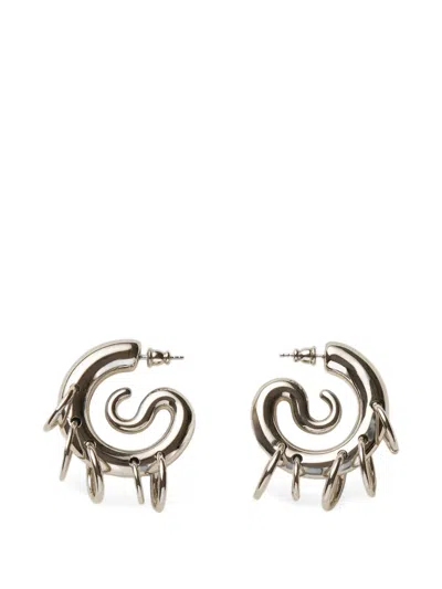 Panconesi Serpent Hoop-design Earrings In Silver