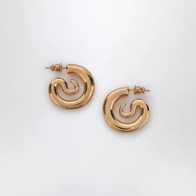 Panconesi Serpent Hoops Extra Small Earrings In Gold Tone In Burgundy