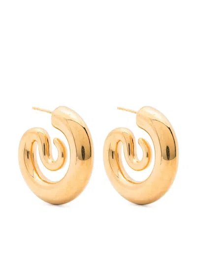 Panconesi Small Gold Serpent Hoops Earrings In Grey