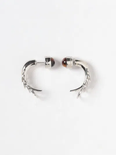 Panconesi Spina Pendant Earrings In Chrome-plated Brass With Crystals In Silver