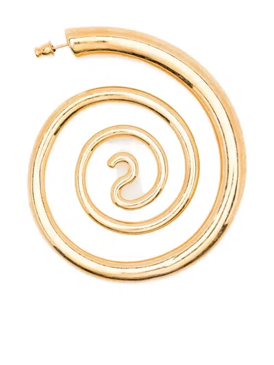 Panconesi Spiral Serpent Hoops Gold Earrings In Black