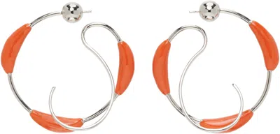 Panconesi Ssense Exclusive Silver & Orange Kilter Hoop Earrings In Rust Orange